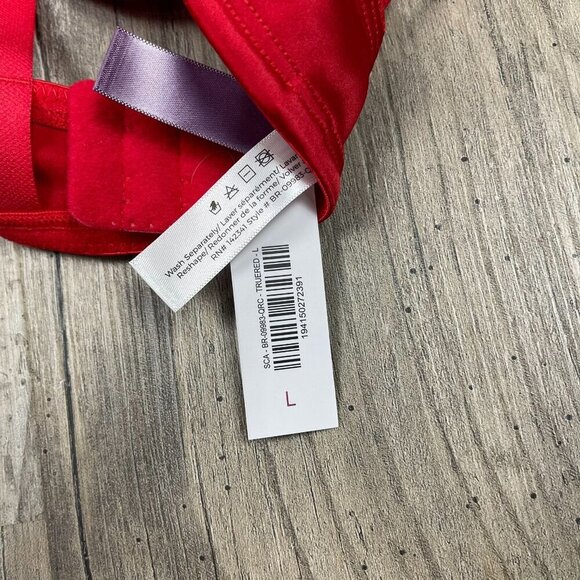 NEW Adore Me Gynger Unlined Quarter Cup Bra Large Red Bow Tie Front Balconette - Picture 5 of 7